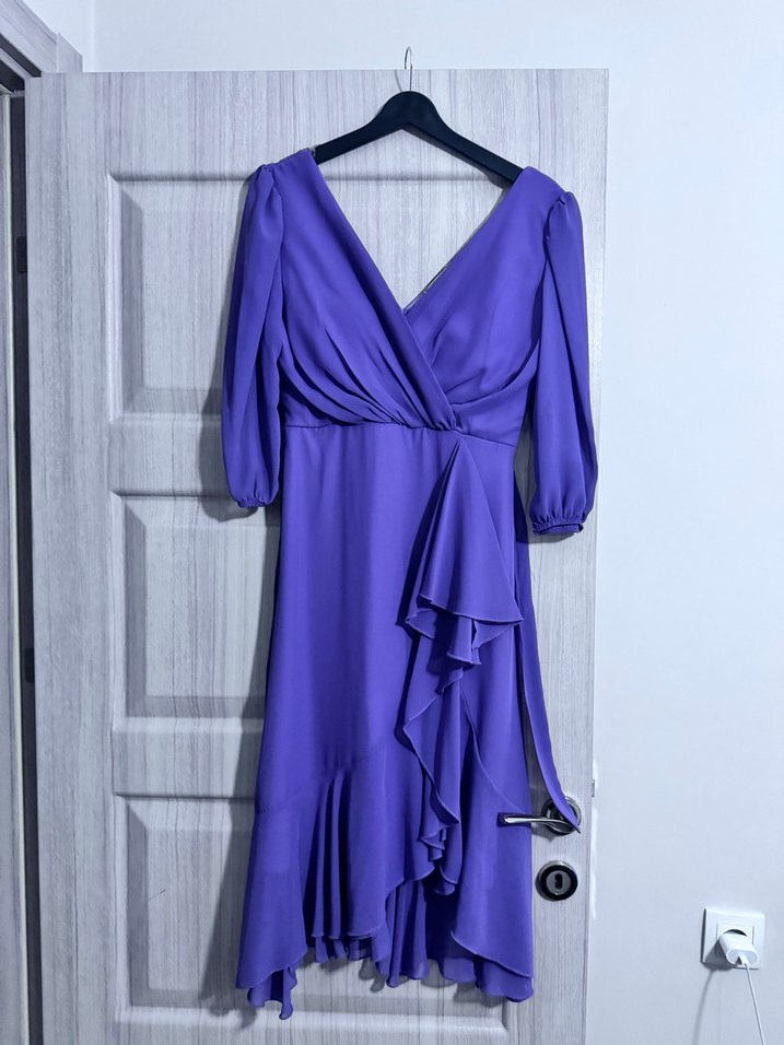 Mor Drapeli Uzun Kadın Elbise - Görsel 2