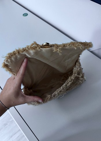 Gri Tüylü Örgü Kadın Çanta - Görsel 2