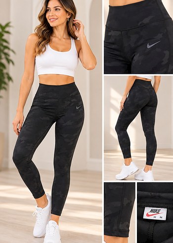 Nike Siyah Kamuflaj Spor Tayt