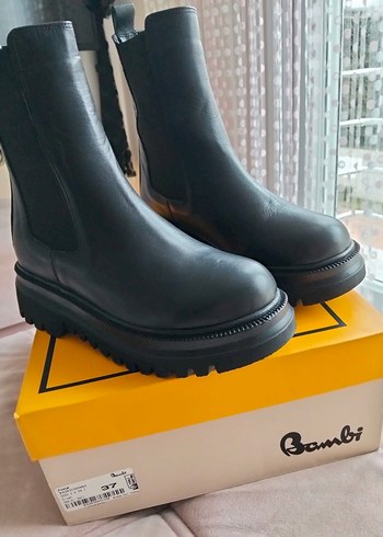 Hakiki Deri Siyah bot bambi - Görsel 4