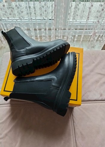 Hakiki Deri Siyah bot bambi - Görsel 5