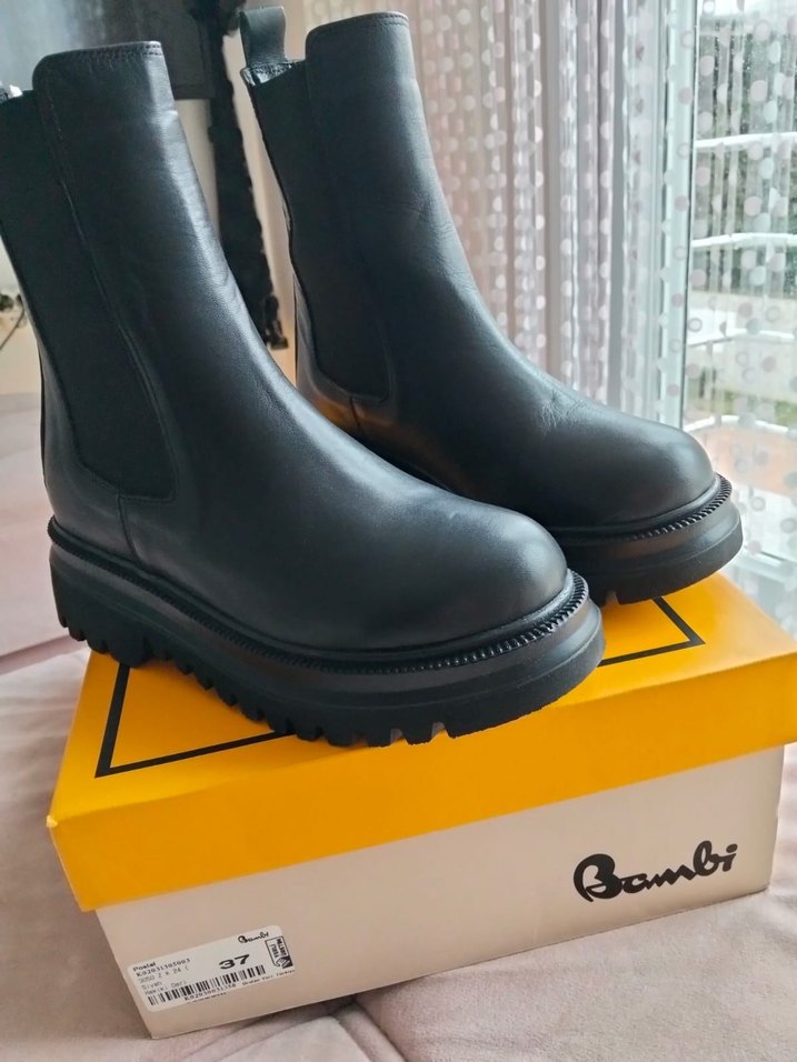 Hakiki Deri Siyah bot bambi - Görsel 4