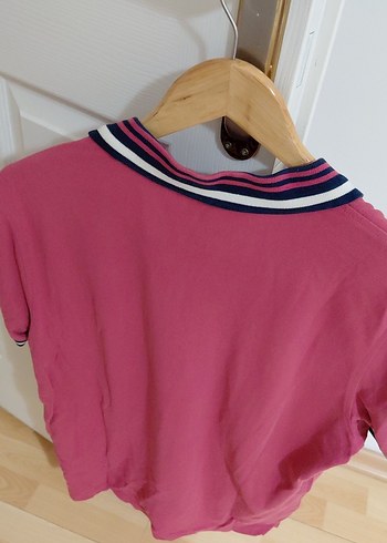 Pembe Erkek Polo Tişört, Kısa Kollu, Salaş Kesim - Görsel 4