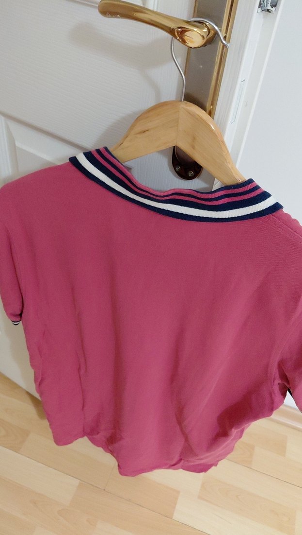 Pembe Erkek Polo Tişört, Kısa Kollu, Salaş Kesim - Görsel 4