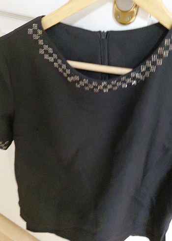 Siyah Kısa Kollu Kadın Bluz - Görsel 2