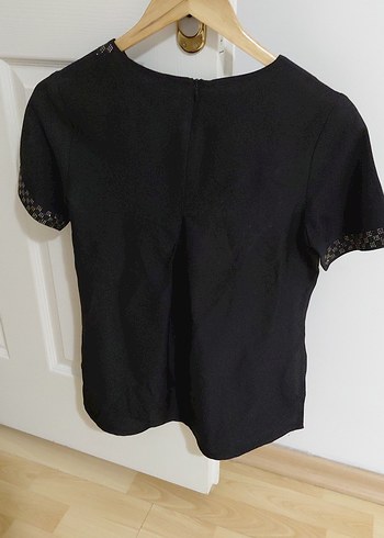 Siyah Kısa Kollu Kadın Bluz - Görsel 4