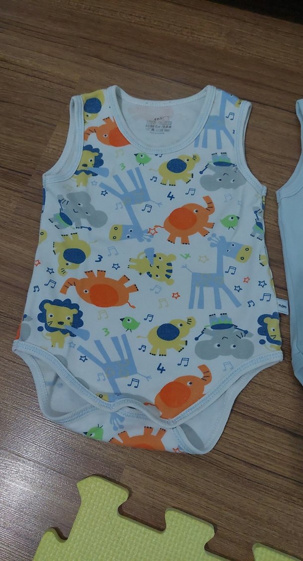 Mavi Pamuklu Erkek Bebek Kolsuz Body - Görsel 2