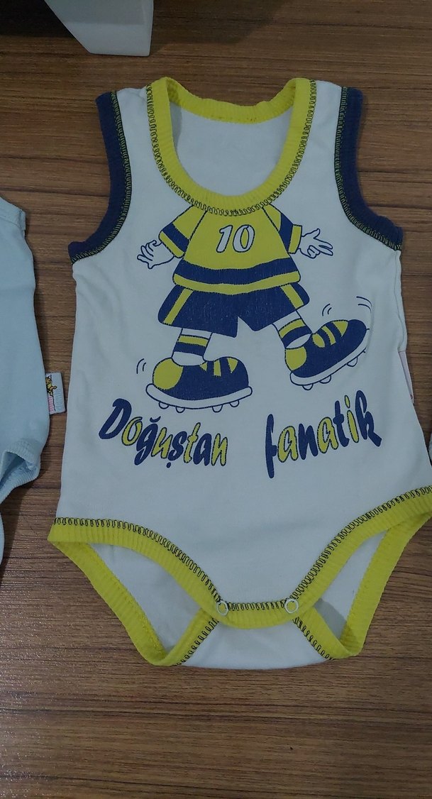 Mavi Pamuklu Erkek Bebek Kolsuz Body - Görsel 4