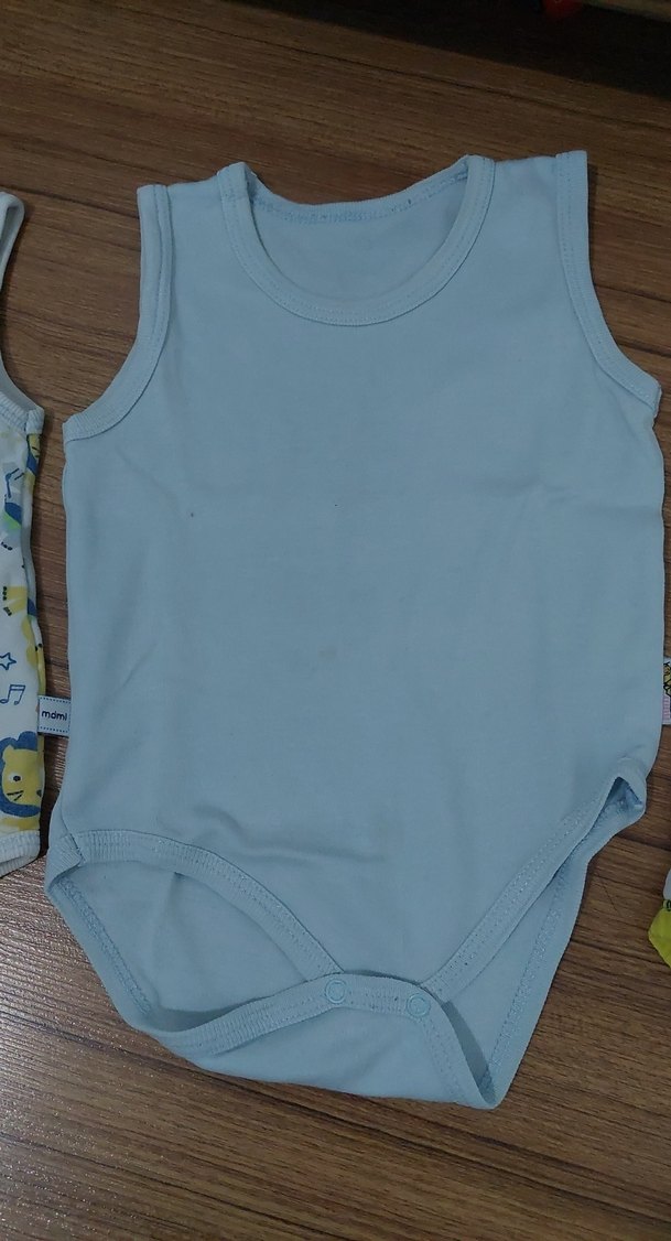 Mavi Pamuklu Erkek Bebek Kolsuz Body - Görsel 3
