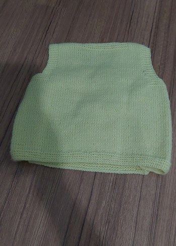 Sarı Nakışlı Kolsuz Triko Mini Süveter - Görsel 2