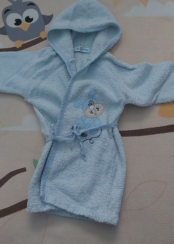 Nakışlı Mavi Erkek Çocuk Bornoz - Görsel 2