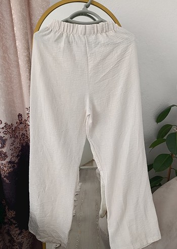 Düğmeli krem muslin kumaş takim - Görsel 6