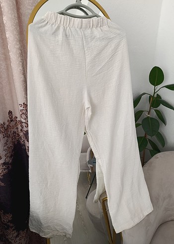 Düğmeli krem muslin kumaş takim - Görsel 5