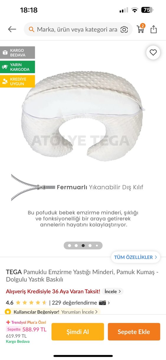 Beyaz Noktalı Emzirme ve Hamilelik Yastığı - Görsel 5