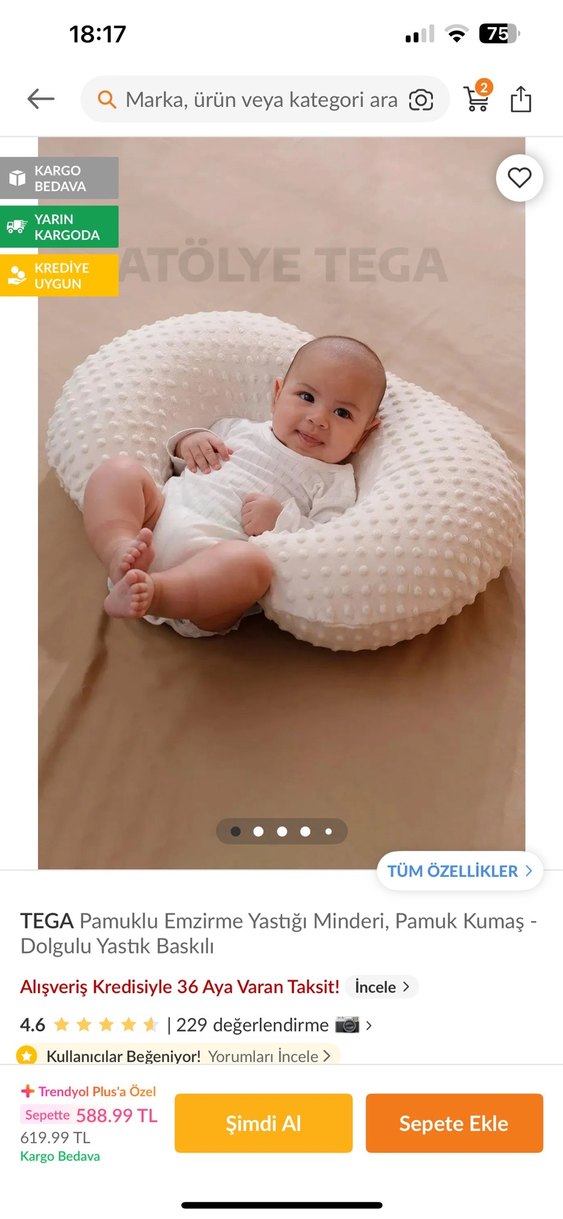 Beyaz Noktalı Emzirme ve Hamilelik Yastığı - Görsel 3