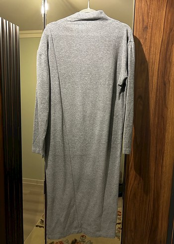 Gri Uzun Kollu  Yakalı Elbise - Görsel 2