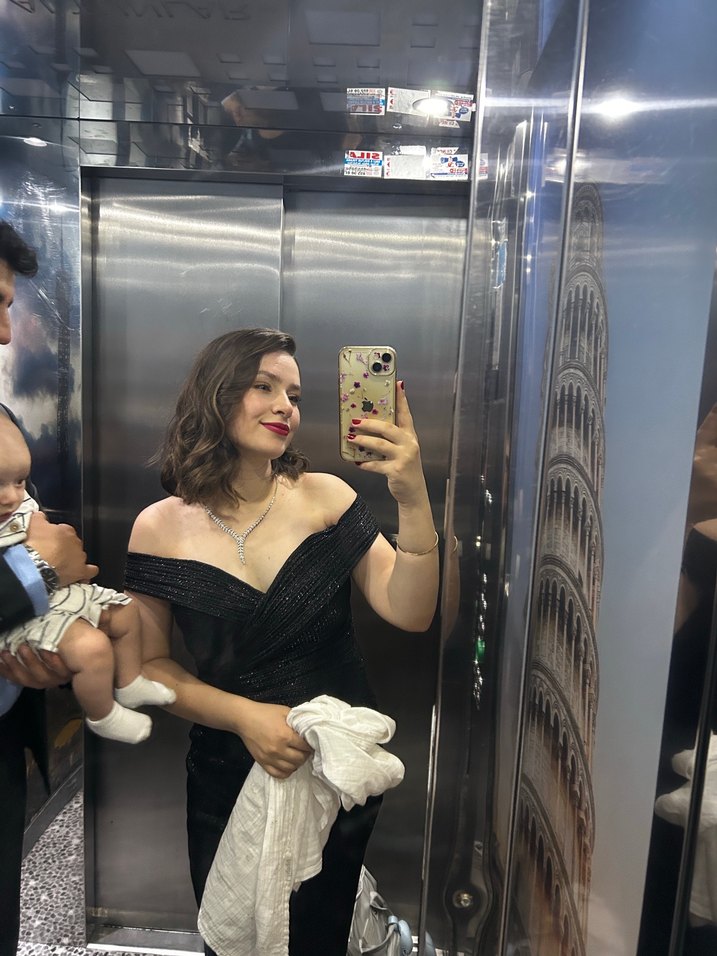 Siyah Drapeli Uzun Abiye Elbise - Görsel 4