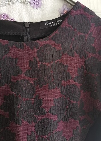 46 Beden bordo Renk Love my body elbise