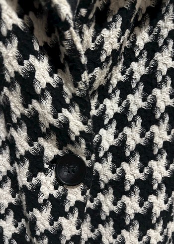 Kazayağı Desen Cepli Düğmeli Midi Kadın Kaban - Görsel 3