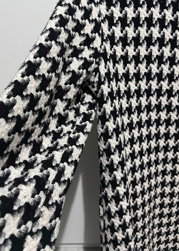 Kazayağı Desen Cepli Düğmeli Midi Kadın Kaban - Görsel 9