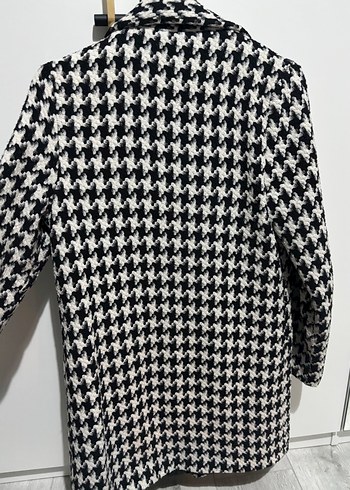 Kazayağı Desen Cepli Düğmeli Midi Kadın Kaban - Görsel 8