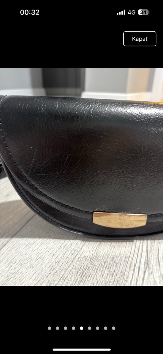 Mango Tokalı Siyah Deri Kadın Çanta - Görsel 5