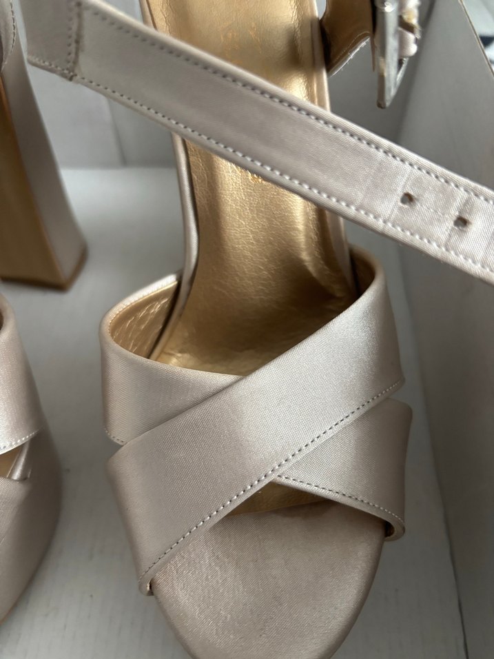 Ten Rengi Saten Platform Topuklu Kadın Abiye Ayakkabı - Görsel 4