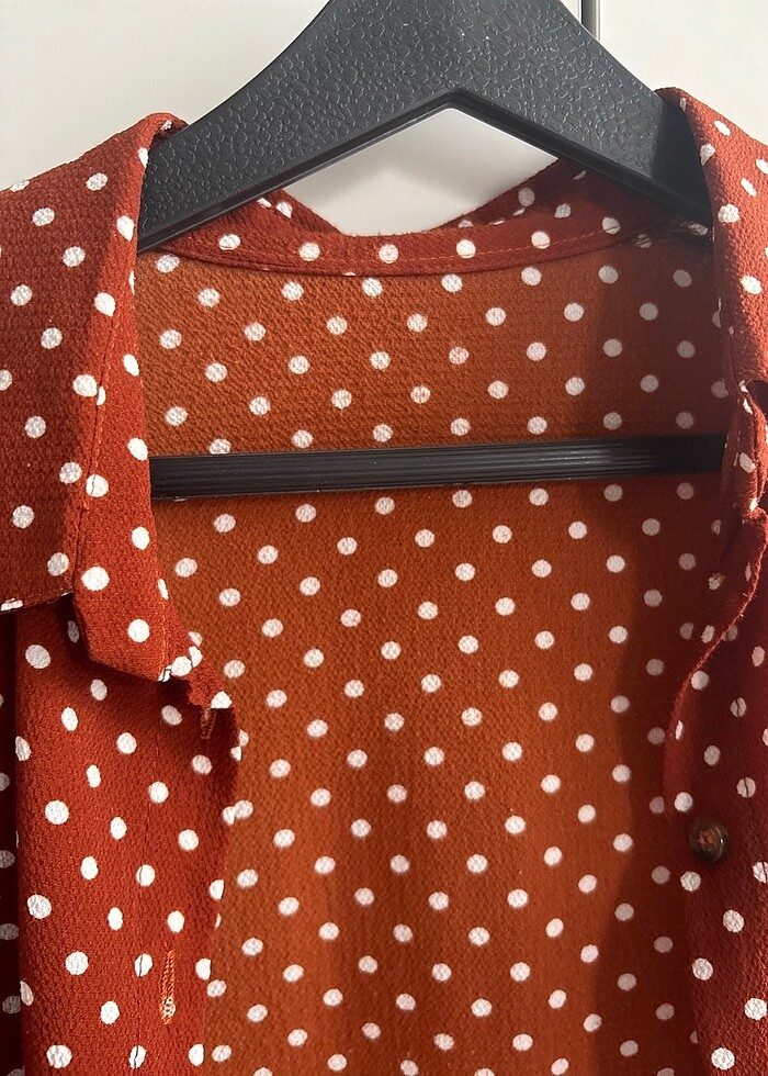 Benekli Kiremit Rengi Gömlek - Görsel 4