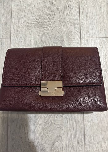 Bordo Deri Kadın Çanta Tokalı Modern Klasik - Görsel 2