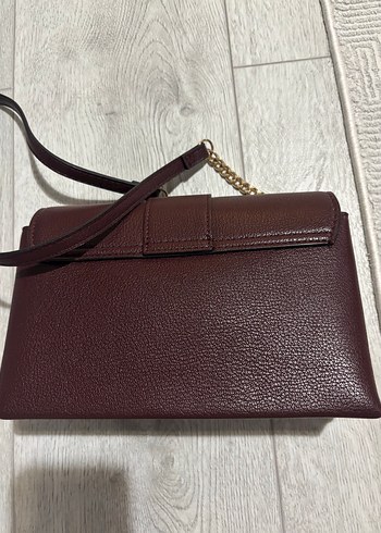 Bordo Deri Kadın Çanta Tokalı Modern Klasik - Görsel 8