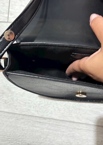 Tokalı Siyah Deri Kadın Çanta - Görsel 7