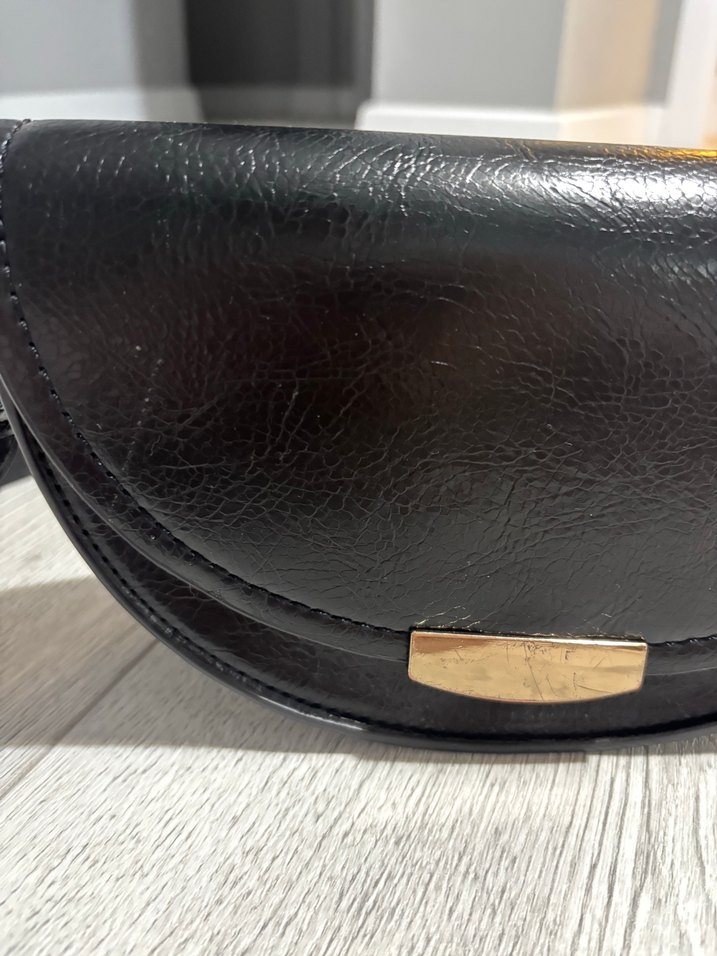 Tokalı Siyah Deri Kadın Çanta - Görsel 5