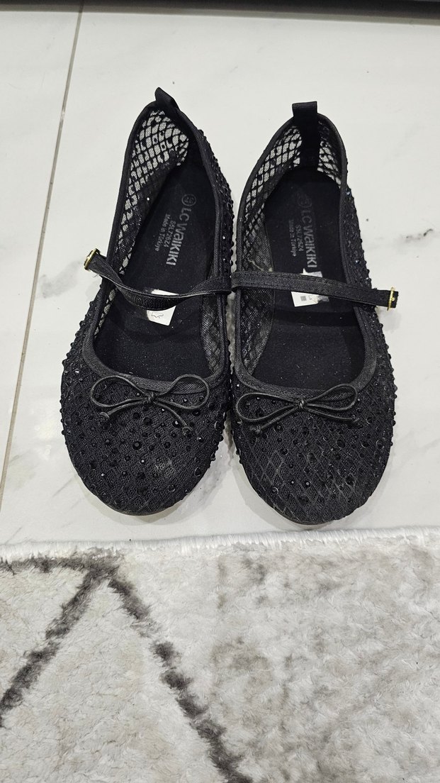 Tokalı Siyah Nakışlı Dolgu Topuk Kadın Babet - Görsel 2