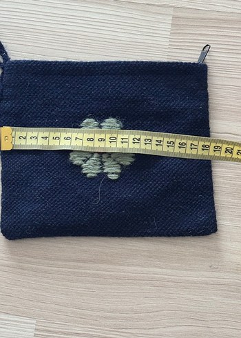 Mavi Nakışlı Püsküllü Örgü Kadın Portföy Çanta - Görsel 4