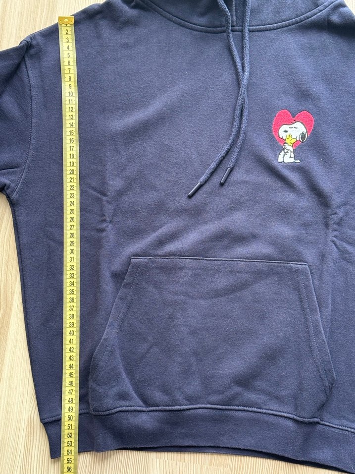 Kapüşonlu, Baskılı, Bol Kesim Mavi Sweatshirt - Görsel 3