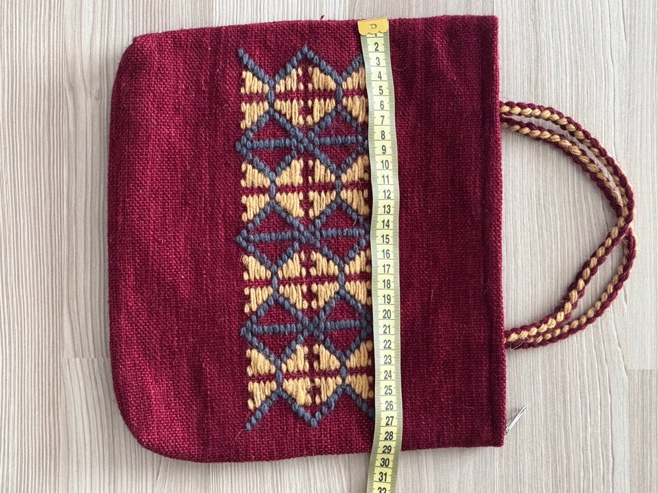 Bordo Nakışlı Örgü Bohem Kadın Çanta - Görsel 4