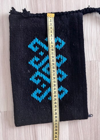 Mavi Nakışlı Kadın Örgü Clutch Çanta - Görsel 4