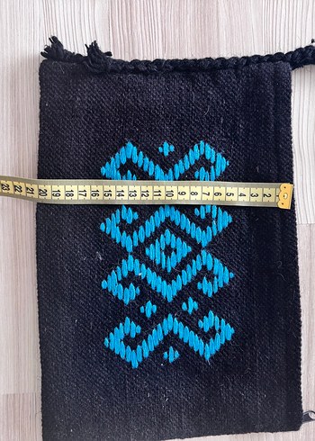 Mavi Nakışlı Kadın Örgü Clutch Çanta - Görsel 5