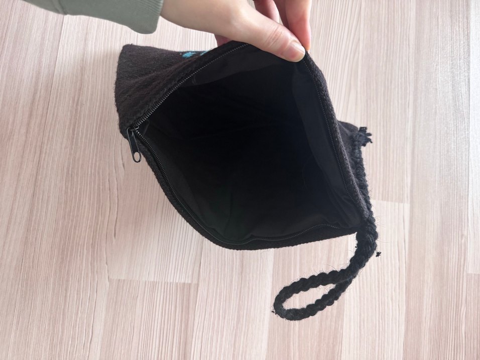 Mavi Nakışlı Kadın Örgü Clutch Çanta - Görsel 3