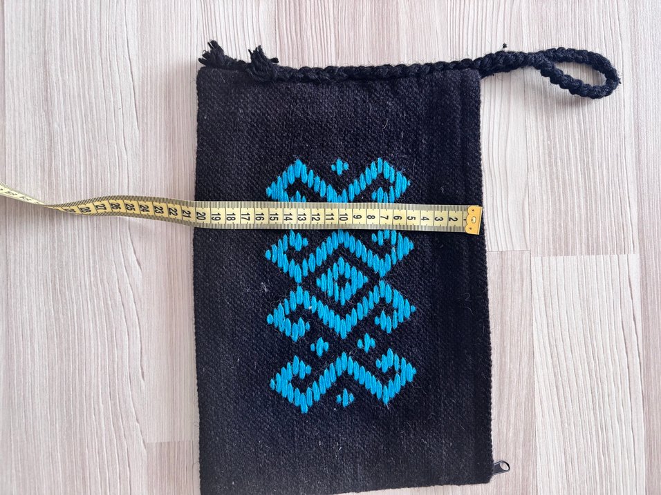 Mavi Nakışlı Kadın Örgü Clutch Çanta - Görsel 5