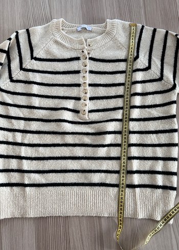 Çizgili Uzun Kollu Triko Kazak - Görsel 3