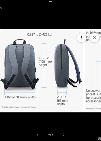 HP Laptop Sırt Çantası, Fermuarlı, - Görsel 4