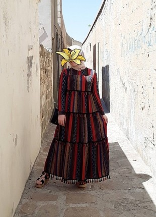 Etnik desenli elbise 