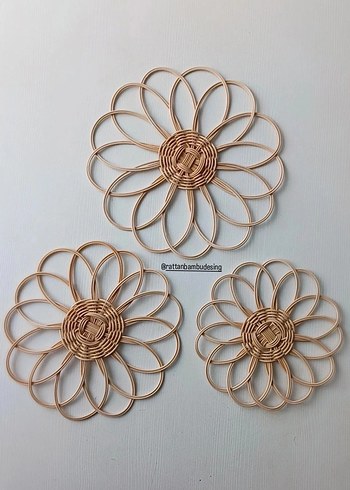 Rattan Çiçek Duvar Süsü Seti