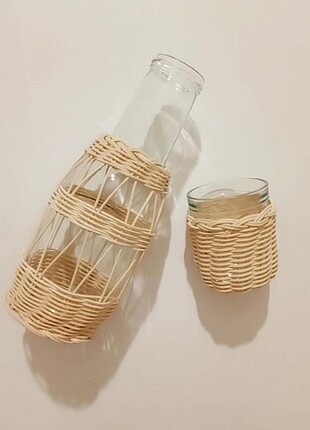 Rattan sürahi seti