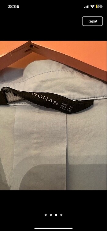 m Beden Zara düğme detaylı mavi gömlek
