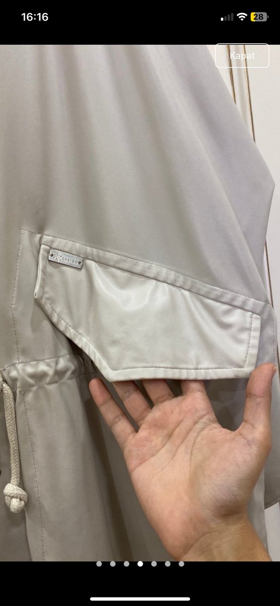 Midi Kadın Yağmurluk, Düğmeli, Kapüşonlu KK DESİNG - Görsel 4