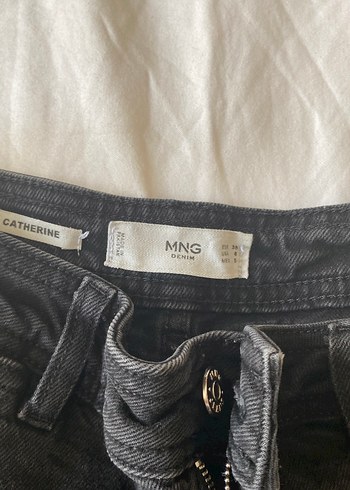 38 Beden Siyah bol paça kot pantolon mango