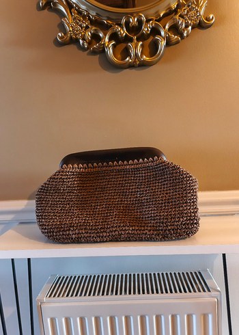 Beden Acı Kahverengi Örgü Kadın Clutch
