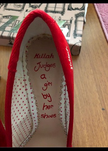 Kırmızı Fiyonklu Vintage Stiletto - Görsel 2